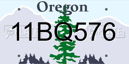 11BQ576 Oregon License Plate
