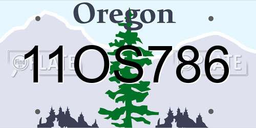 11OS786 Oregon License Plate