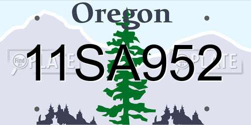 11SA952 Oregon License Plate