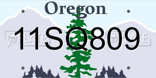 11SQ809 Oregon License Plate