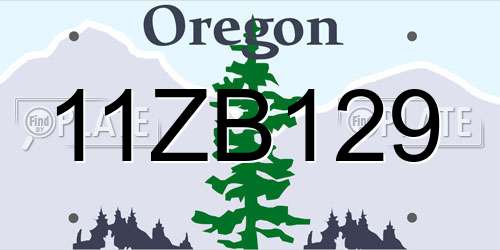 11ZB129 Oregon License Plate
