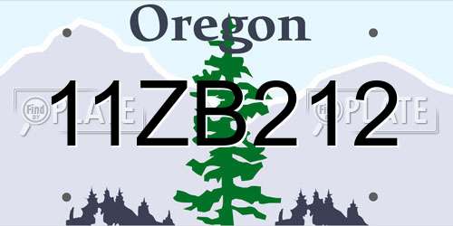 11ZB212 Oregon License Plate