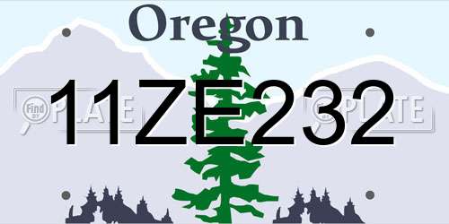 11ZE232 Oregon License Plate