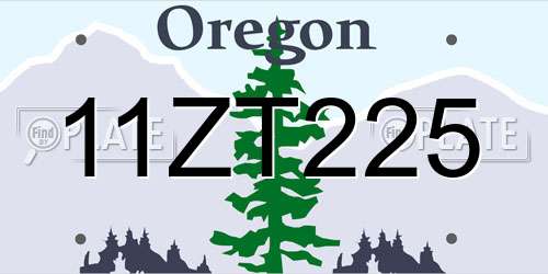11ZT225 Oregon License Plate