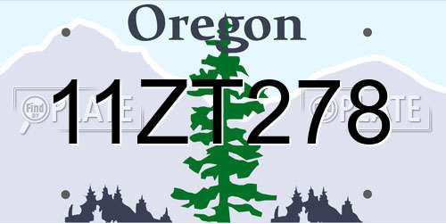 11ZT278 Oregon License Plate