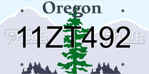 11ZT492 Oregon License Plate