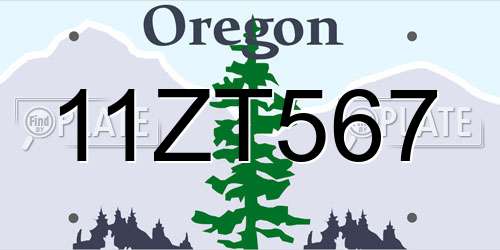 11ZT567 Oregon License Plate