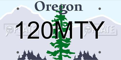 120MTY Oregon License Plate