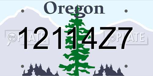 12114Z7 Oregon License Plate