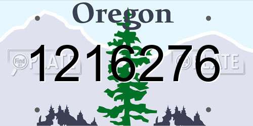 1216276 Oregon License Plate