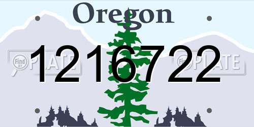 1216722 Oregon License Plate