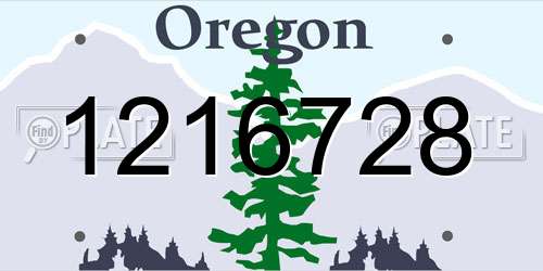 1216728 Oregon License Plate