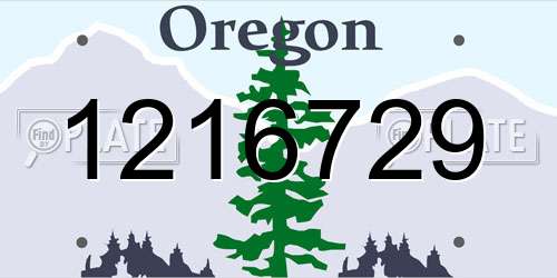 1216729 Oregon License Plate