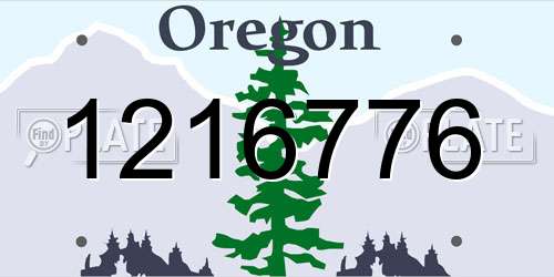 1216776 Oregon License Plate