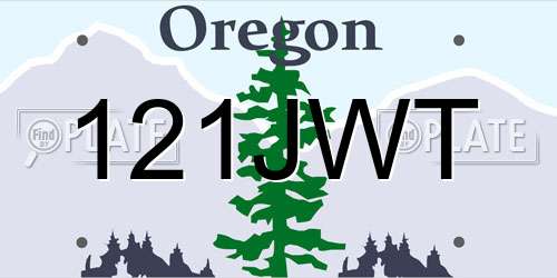 121JWT Oregon License Plate