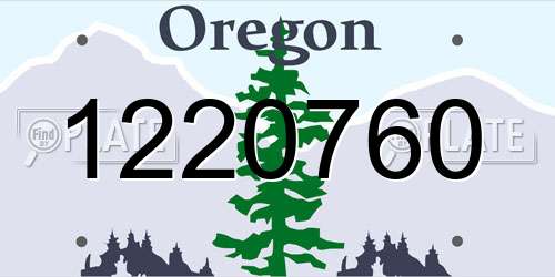 1220760 Oregon License Plate