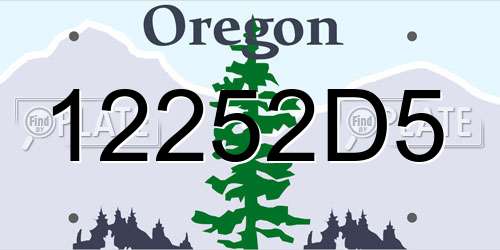 12252D5 Oregon License Plate
