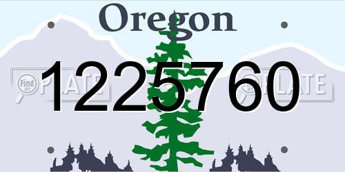1225760 Oregon License Plate