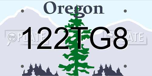 122TG8 Oregon License Plate