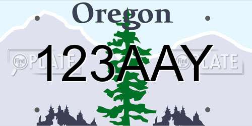 123AAY Oregon License Plate