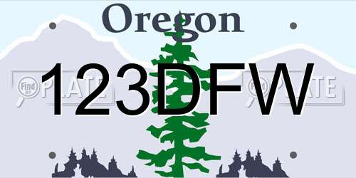 123DFW Oregon License Plate