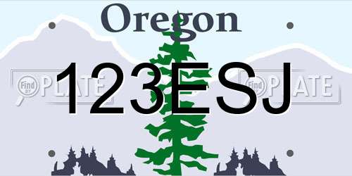 123ESJ Oregon License Plate