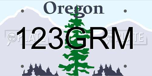 123GRM Oregon License Plate