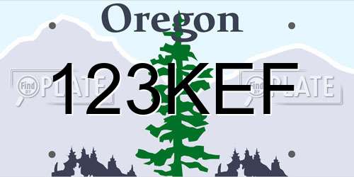 123KEF Oregon License Plate