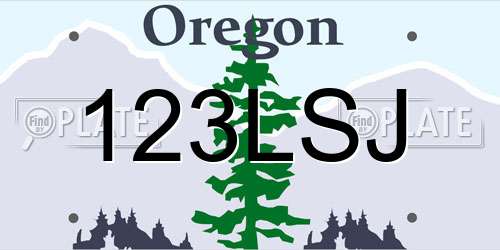 123LSJ Oregon License Plate