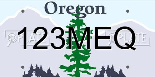 123MEQ Oregon License Plate