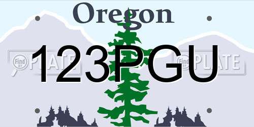 123PGU Oregon License Plate