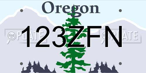 123ZFN Oregon License Plate