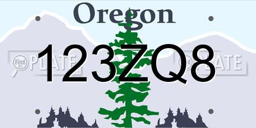 123ZQ8 Oregon License Plate