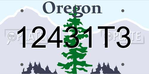 12431T3 Oregon License Plate