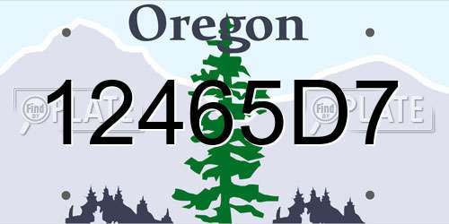 12465D7 Oregon License Plate