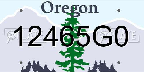 12465G0 Oregon License Plate