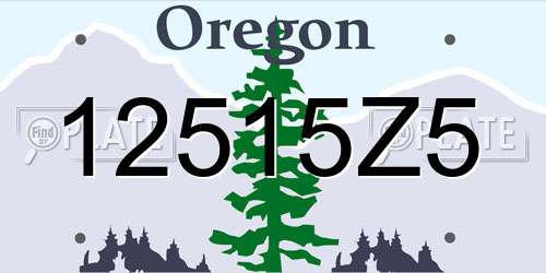 12515Z5 Oregon License Plate