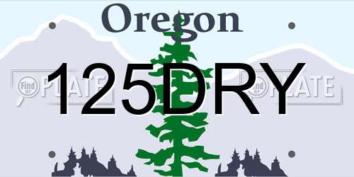 125DRY Oregon License Plate