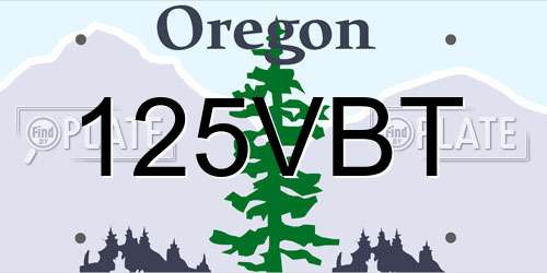 125VBT Oregon License Plate