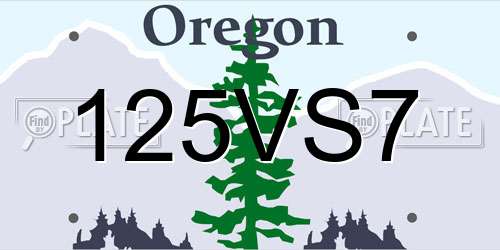 125VS7 Oregon License Plate