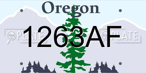 1263AF Oregon License Plate