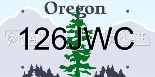 126JWC Oregon License Plate