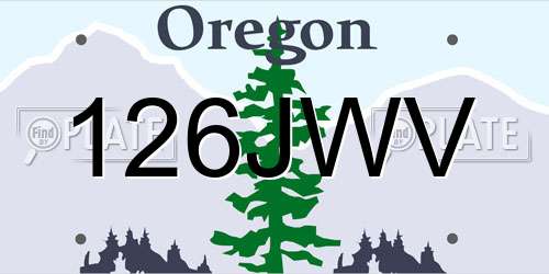 126JWV Oregon License Plate