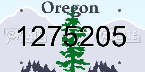 1275205 Oregon License Plate