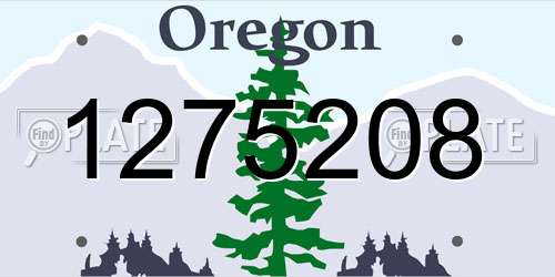 1275208 Oregon License Plate