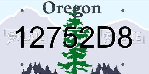 12752D8 Oregon License Plate