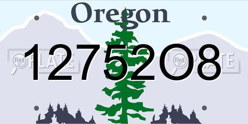 12752O8 Oregon License Plate