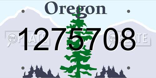 1275708 Oregon License Plate
