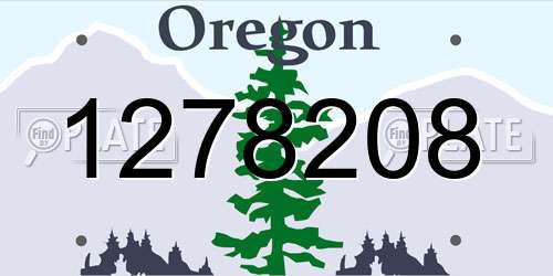 1278208 Oregon License Plate