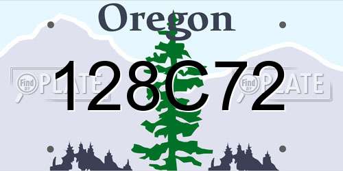 128C72 Oregon License Plate